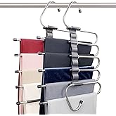 Magic Pants Hangers Space Saving - 2 Pack for Closet Multiple Layers Multifunctional Uses Rack Organizer for Trousers Scarves Slack (2 Pack with 10 Metal Clips)