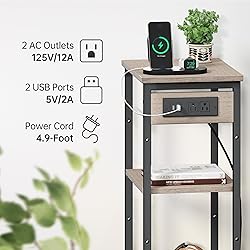 Asgolion Tall End Table with Charging Station, 3