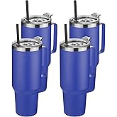 HASLE OUTFITTERS 40 oz Stainless Steel Tumbler with Handle, Vacuum Insulated Tumblers Bulk, Reusable Double Wall Travel Coffee Mug, Durable Powder Coated Water Bottles(Dark Blue, 4)