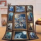 Wolf Blanket Soft Cozy Wildlife Animal Throw Blanket Gifts for Women Girls Super Plush Warm Wolf Stuff Lightweight Fleece Flannel Gift Blankets for Kids Adults 50"X40"