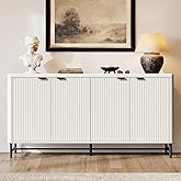 Fatmok Large Sideboard Buffet Cabinet with Storage, 65" Modern Fluted Credenza Accent Coffee Bar Console Table with Doors & A