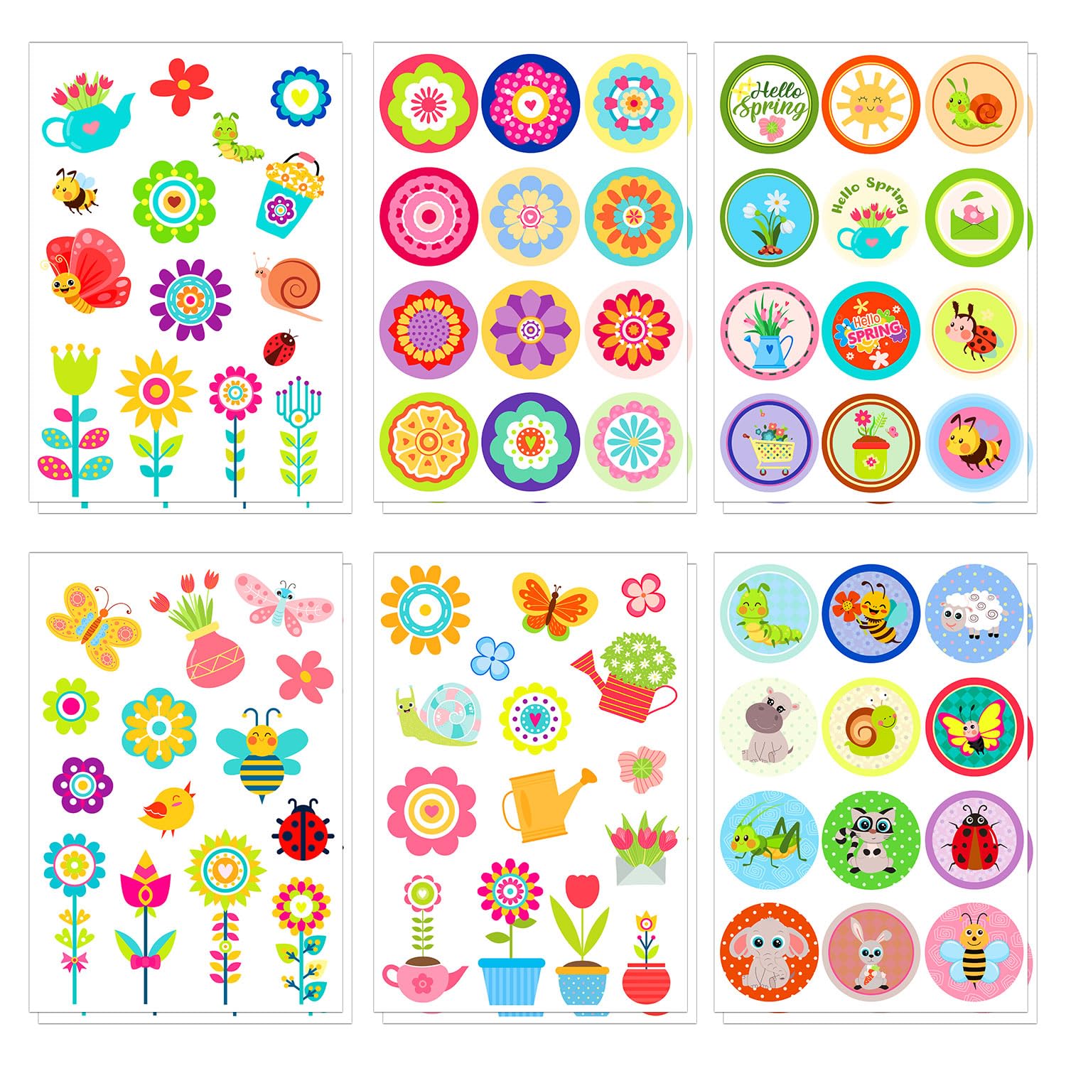 Photo 1 of 12 Sheets Spring Flowers Stickers, Cute Flower Stickers for Kids Easter Sticker Garden Stickers Animal Nature Stickers Spring Party Decorations for Water Bottle Laptop Crafts Envelopes