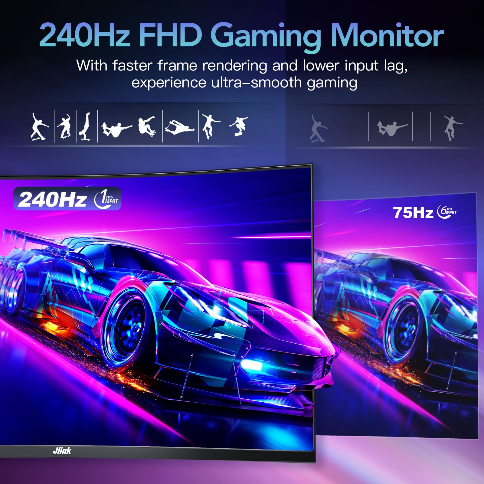 Jlink 32-Inch Curved Gaming Monitor up to 240Hz,1080P Computer Monitor 1500R/1ms(MPRT)/Low Blue Light,Frameless PC Monitor with HDMI DisplayPort, Freesync & G-sync Compatible, Tiltable/VESA Mountable