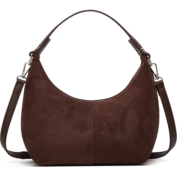 Women's Woven Suede Tote Bag - Slouchy Crescent Shoulder Bag With Removable Strap, Trendy Satchel For 2025