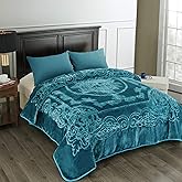JML Korean Blanket King Size Heavy, Raschel Fleece Blanket for Winter, Soft Fluffy Thick Warm Home Decor, 85 x 95 Inches, 9 Lbs, Single Ply, Plush Cozy Luxury Embossing Bedding, Teal