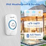 TECKNET Wireless Doorbell IP65 Waterproof 1300ft 60 Chimes 5 Level Vol view 4