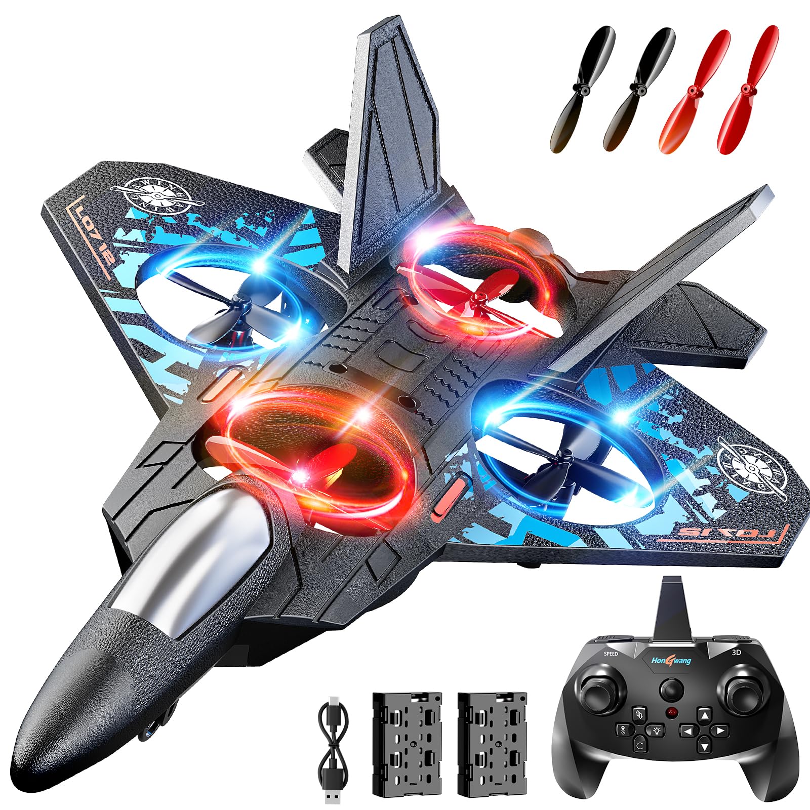 Photo 1 of **USED, INCOMPLETE** NIPLOOOW Foam Remote Control Airplanes Rc Planes for Kids 4-8, Remote Control Planes Fighter Jet with Light, 360° Flip Fighter Jet Toy, Gravity Sensing, Stunt Roll, Gifts for 6 7 8 10 12 Year Old Boys