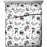 Jay Franco Kids Sheet Set with Fitted, Flat Sheets & Pillow Cover - Ultra-Soft Bedding with Pillowcase for Room Decor, White - Spiderman, 4 Piece Queen