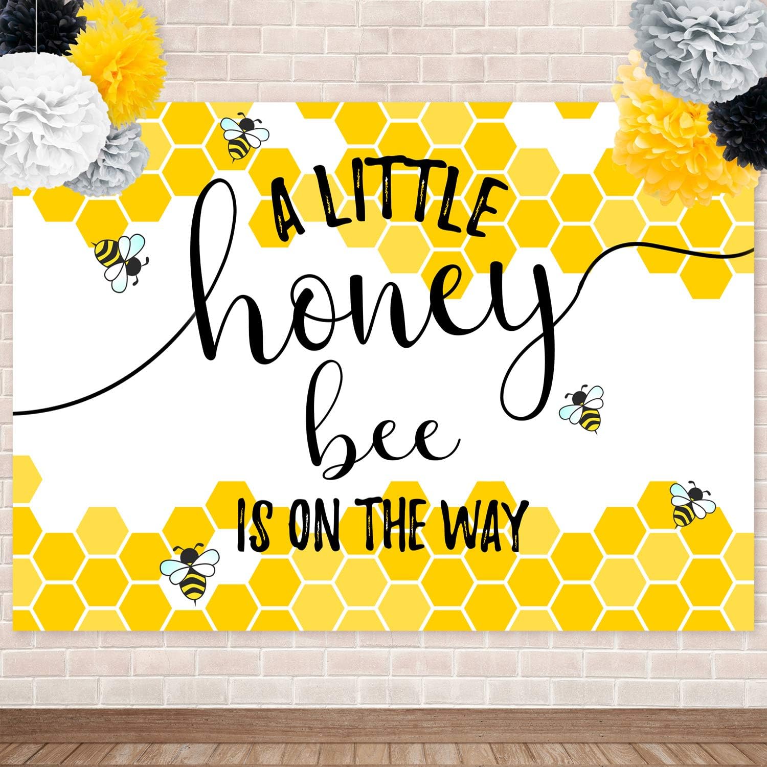 Allenjoy 8x6ft Honeybee Baby Shower Backdrop Sweet Honeybee Is On The Way Photography Background He Or She Boy Or Girl Sunflower Gender Reveal Party Backdrop Bumble Bee Gender Surprise Party Banner Lighting