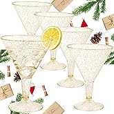 Liacere 24 Pack Gold Plastic Martini Glasses - 6.25oz Disposable Cocktail Glasses - Plastic Margarita Glasses Perfect for Wedding & Party & Mother's Day & New Year ＆ Christmas