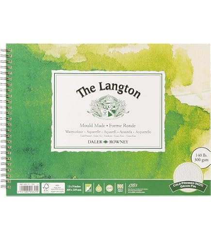 Daler Rowney Langton A4 Watercolour Paper Pad - 300gsm (140lb), NOT Surface, Landscape Format - View #3