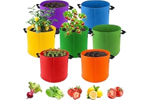 5-Gallon Fabric Grow Bags 7 Pack 7 Colors Multicolor Plant Grow Bags Multicolor Fabric Planters Potato Grow Bags with Handles