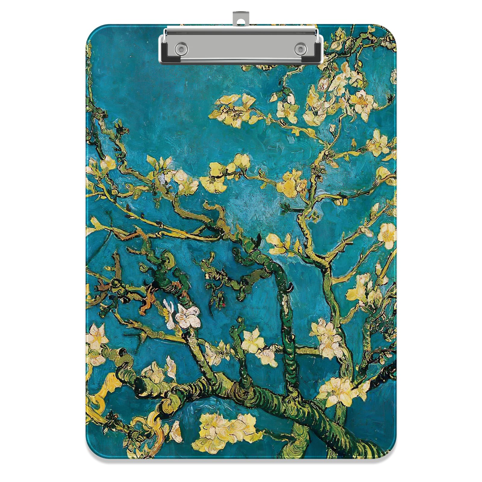 Piasoenc Plastic Clipboard, Cute Decorative Clip Board, 9 x 12.5 in, A4 Standard Office Clip Boards for Nurses, Students, Office, Apricot Blossom