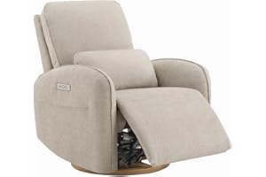 CHITA Power Nursery Glider Recliner Chair, Electric Swivel Rocker Recliner for Adults, Rocking Chair with Removable Lumbar Pillow for Living Room, FSC Certified, Fabric in Khaki