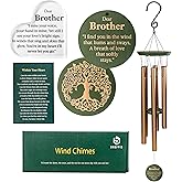 Memorial Wind Chime for Loss of Brother, 31" Wooden Sympathy Wind Chime for Outside, in Memory Bereavement Condolences Remembrance Sympathy Gift for Funeral, Sentimental Memorial Gift for Family