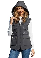 PESION Womens Packable Utility Vest Drawstring
