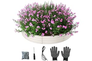 ZFHGARDEN Galvanized Metal Planter Round Raised Garden Bed Kit for Gardening Outdoor，3x3x1ft Planter Grow Garden Box Raised Flower Bed，Round Galvanized Planter Outdoor Large Metal Fire Pit Ring White