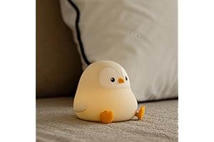 ATSUI Penguin Night Light, LED Squishy Novelty Animal Night Lamp, Food Grade Silicone, 2 Level Dimmable, Nursery Nightlight for Desk Decor, Funny Gifts Stuff for Boys Girls Baby, White Elephant Gifts