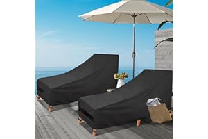 GARDRIT Patio Chaise Lounge Cover Waterproof Heavy Duty 600D Outdoor Lounge Chair Covers, All Weather Protection Patio Furniture Covers, 76L x 32W x 27H inch - 2 Pack