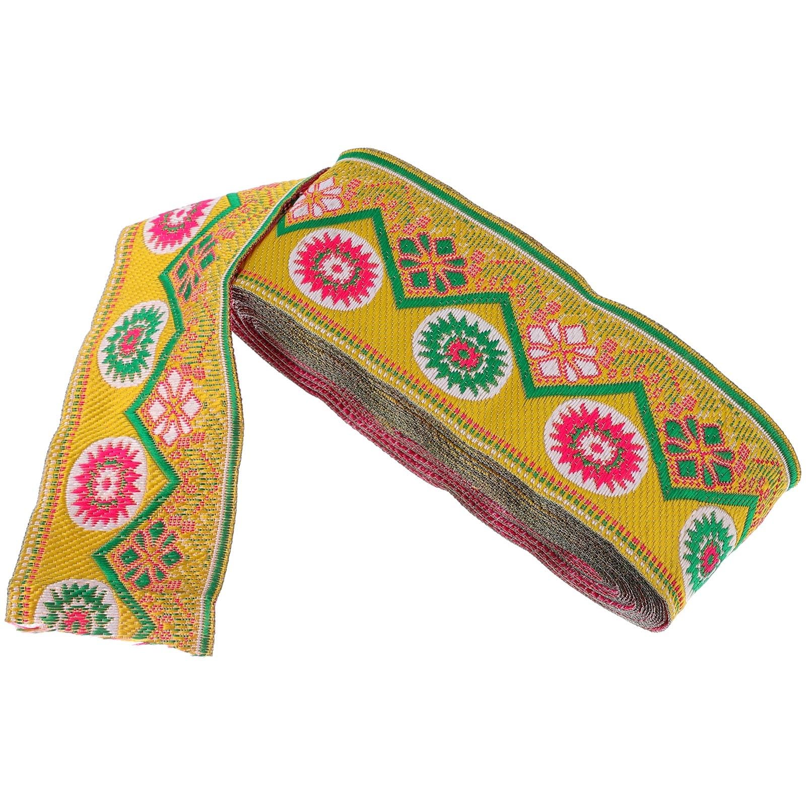 SEWACC Embroidered Lace Ribbon DIY Cloth Trim Vintage Ribbon Floral Embroidered Woven Trim Listones para Vintage Floral Lace Ribbons for Crafts