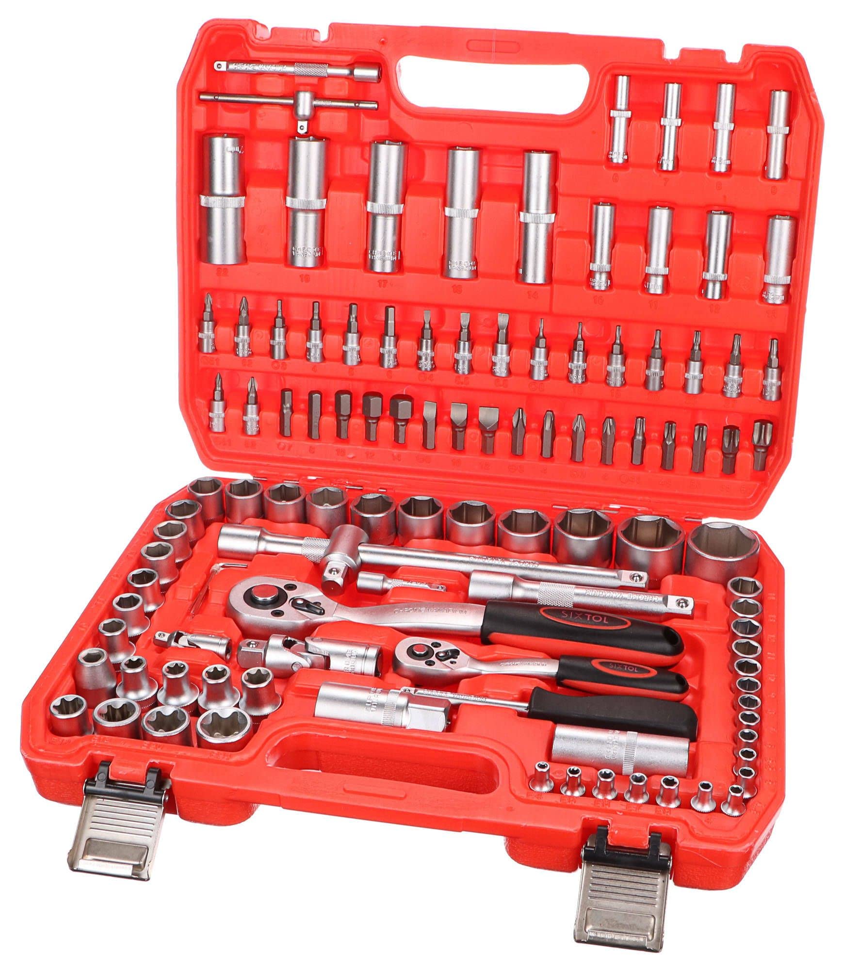 SIXTOL CRV 108 Profi Professional 108pcs Socket Set | CRV Steel | Six Year Warranty SIXTOL SIX | Garage Tools | Ratchet Set | Tire Change | in a Case — image 1