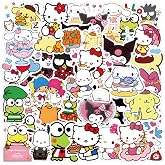 100PCS Sanrio Cartoon Stickers for Kids,Hello Cat Kitty Kuromi Mymelody Cinnamoroll Decal for Water Bottle Laptop Toy Sticker for DIY Decorate Bumper Phone Hard Hat Kids Teens Gifts
