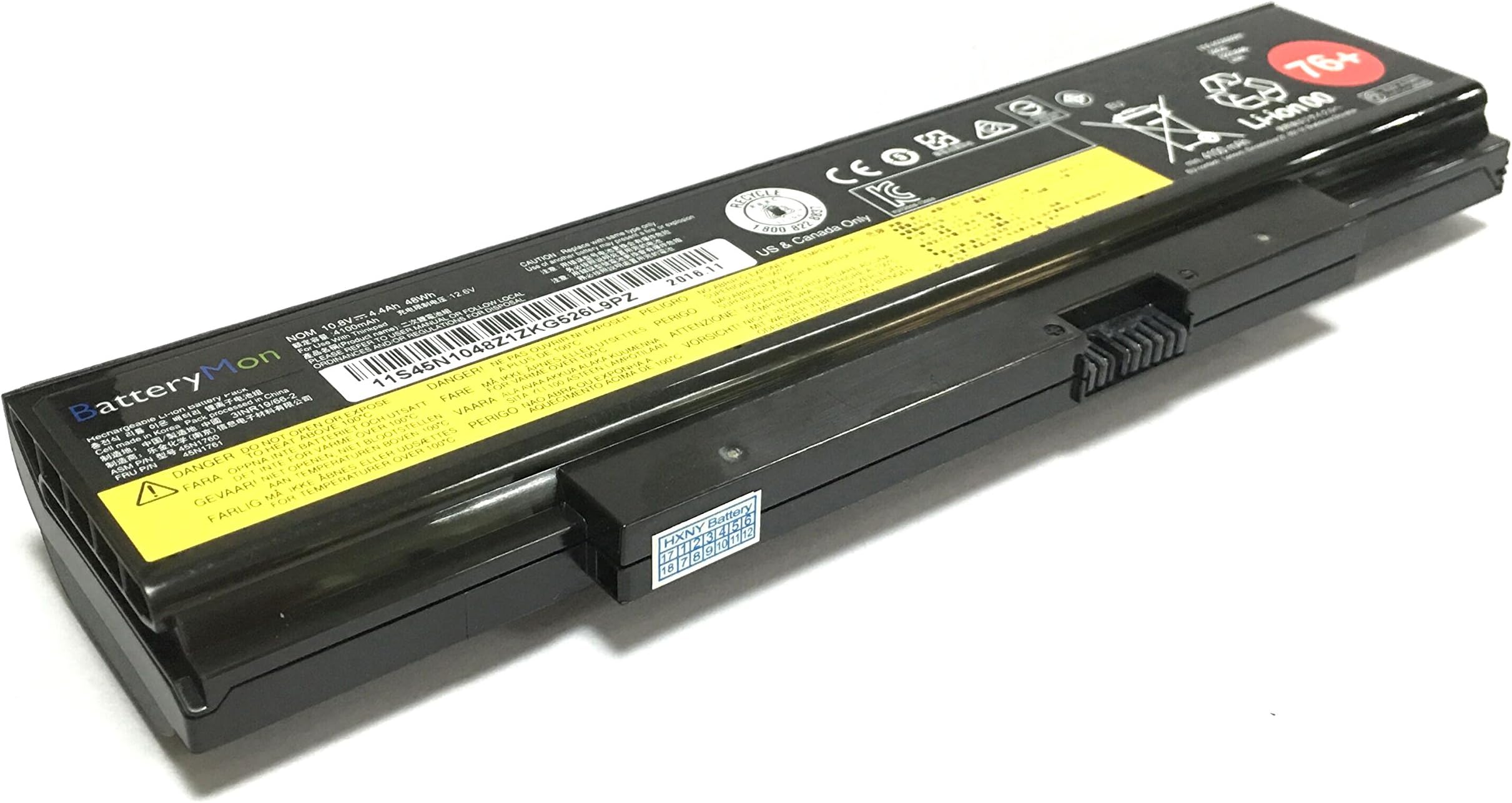 BatteryMon 6 Cell Laptop Battery for Lenovo ThinkPad E550 E550C E555 E560 E565 Notebook, P/N: 45N1758, 45N1759, 45N1760, 45N1761, 45N1762, 45N1763, 4X50G59217 76+