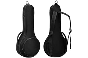 DEVISEV Deviser banjolele case 0.5 Inch Thick Padding ABS Handles banjo ukelele case linen fabric 12mm 24Inch banjo ukulele gig bag with Felt picks Black