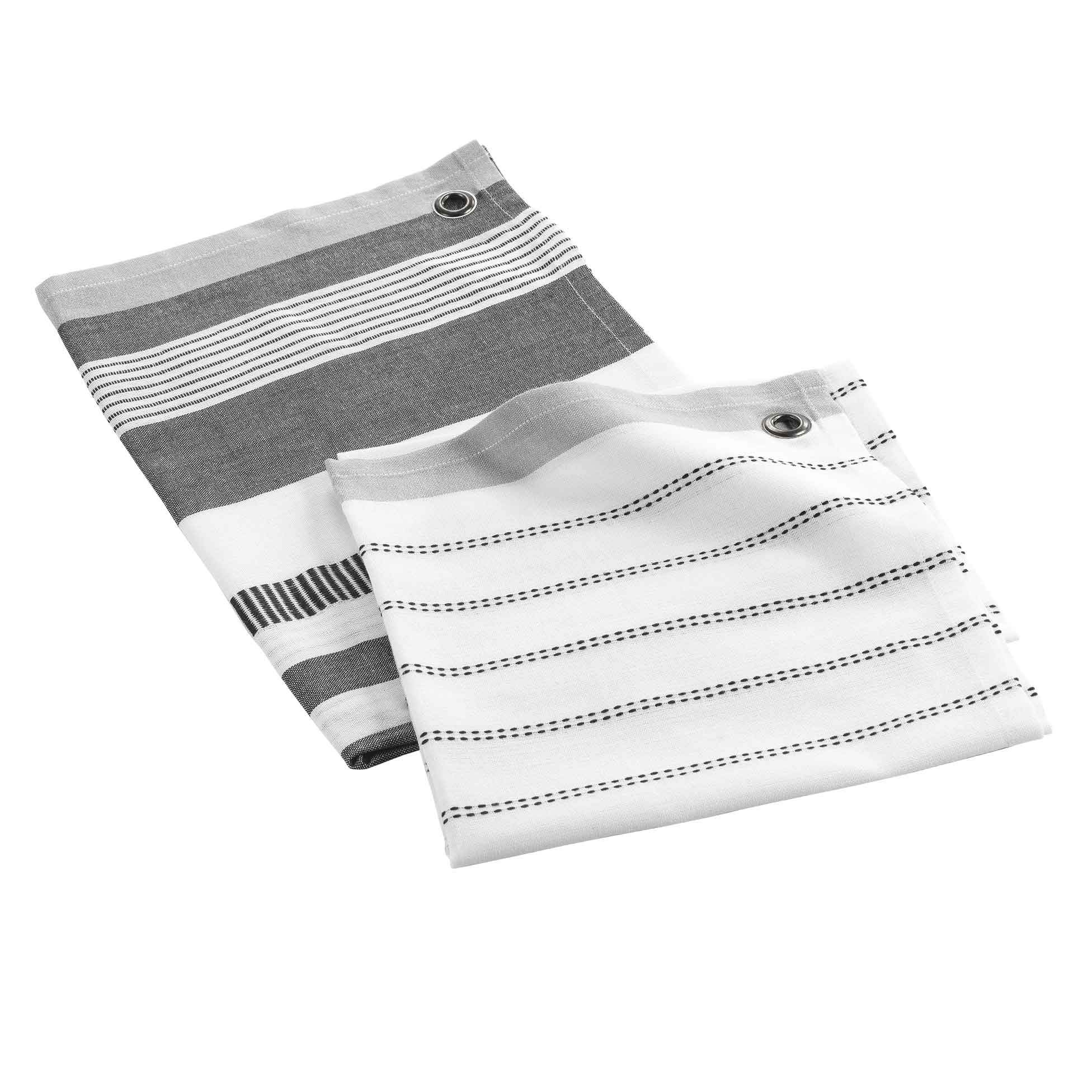 DOUCEUR D'INTERIEUR Harold Woven Cotton Tea Towels 50 x 50 cm / 50 x 70 cm Set of 2 Grey