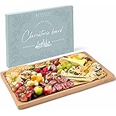 Grazerie Charcuterie Board - Cheese Board with Grooves & Built-in Handles, Snack Tray for Vegetables, Fruits, Meat, Nuts - Decorative Wooden Serving Tray for Kitchen House Warming Gift