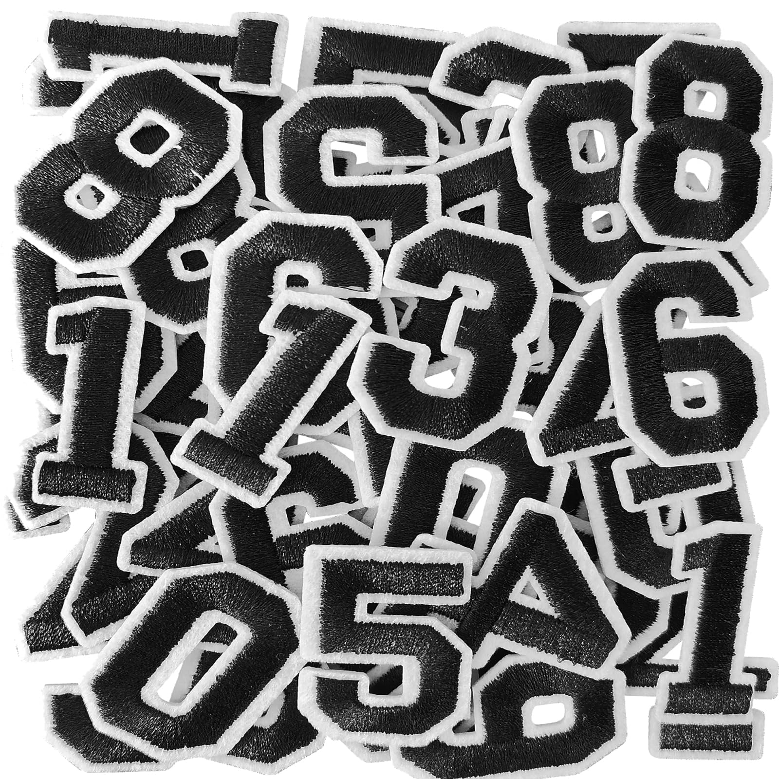 Photo 1 of 50PCS Iron on Numbers Patches, Embroidered Black Numbers Iron on Patches for Clothes, Dress, Hat, Jeans(Black)