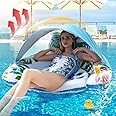 Zoostliss Adult Pool Float with Canopy - Relaxing Lake Floats for Adults, Pool Chair Floats Adult - Luxury Floating Chair for Pool and Beach, Large