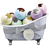 Gift Baskets for Women Holiday Gift for Teen Girls Bath Bomb Self Care Gifts for Women Spa Bath Set, Womens Gifts 10 Two Tone Bath Fizzies W Shea & Coco Butter Dry Flower Petals