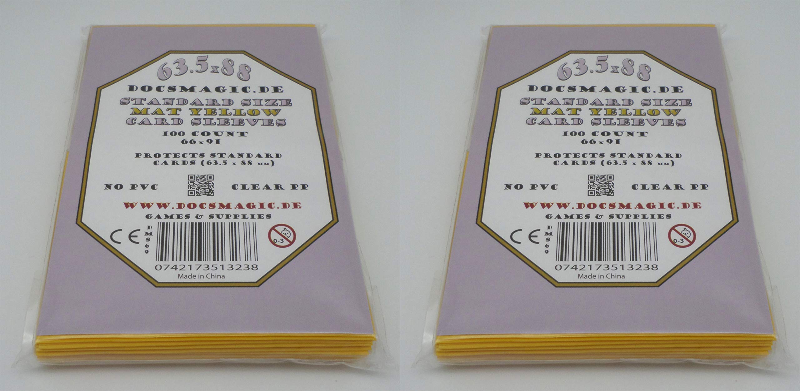 docsmagic.de 2 x 100 Mat Yellow Card Sleeves Standard Size 66 x 91 - PKM - MTG