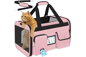 HUANLANG Soft-Sided Cat Carrier Airline Approved,Dog Carriers for Small Dogs Medium Cats,Pet Travel Carrier Up to 20 Lbs,Coll