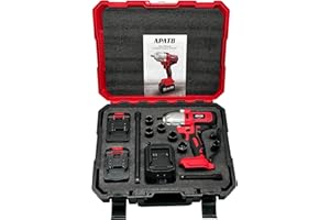 APATB 1/2 inch Impact Wrench, Max Torque 800N.m(580Ft-lbs) Cordless Brushless Impact Wrench, 3300RPM High Torque Electric Impact Gun with 2x 4.0Ah Li-ion Battery, Charger, 3 Extension Bars, 6 Sockets