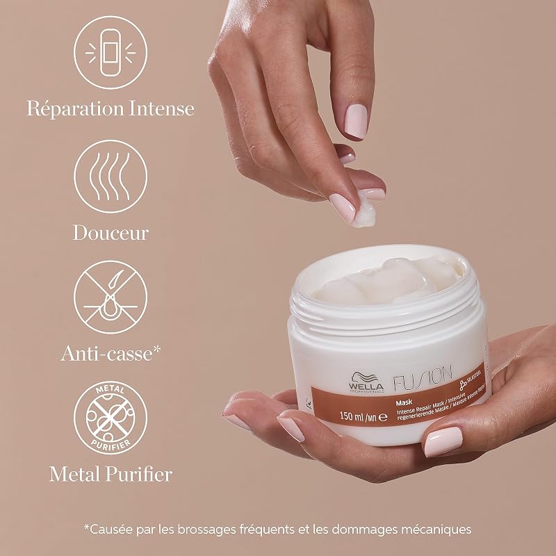 FUSION Masque Cheveux Réparation Intense - Nourrit, Démêle, Prévient la Casse & Apporte Brillance - Cheveux Secs et Abîmés 75ml