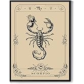 SERIMINO Witchy Framed Wall Art, Scorpio Tarot Canvas Prints Paintings, Horoscope Dark Academia Home Decor Aesthetic, 16x24inch Gothic Wall Decor for Room