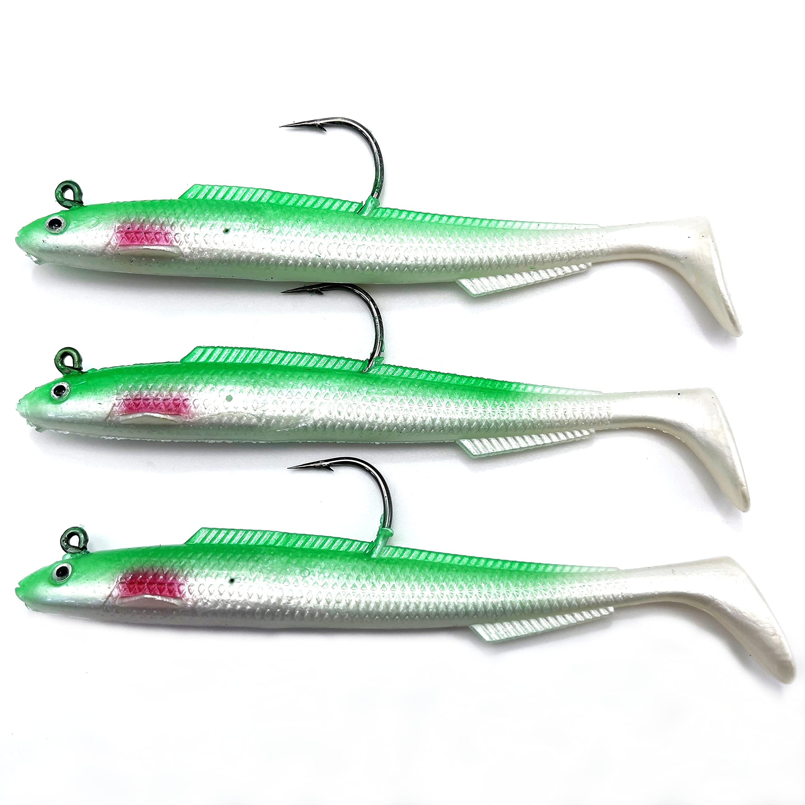 EVERBAY Soft Lures Set with Jig Head, Soft Swimbaits with Paddle Tail, Sinking Baits for Sea Fishing/Saltwater Jigs, Trout Bass Lures, Fishing Gear Gifts, 15cm/30g, 3pcs