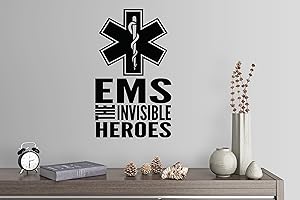 WALLPRESSIONS 38"x24" EMS The Invisible Heroes Logo Emergency Responder Ambulance Wall Decal Sticker Art Mural Home Decor