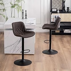 YOUTASTE Brown Bar Stools Set of 2 Adjustable