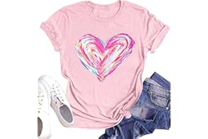 YI XIANG RAN Valentine's Day Shirt Women Alphabet ABC I Love You Printed T-Shirts Teacher Valentine Shirt Tees Tops