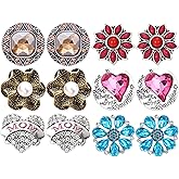 Glntyph 6 Style of 12pcs Rhinestones Snaps Jewelry Charms Ginger Buttons 18/20mm for Interchangeable Snaps Jewelry Making Women DIY Bracelets Necklaces Rings Brooch Accessories (009)exclude the snaps