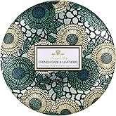 Voluspa French Cade Lavender, 3 Wick Tin Candle, 12 oz, 40 Hour Burn Time, Coconut Wax for Clean Burning, Handcrafted in the USA