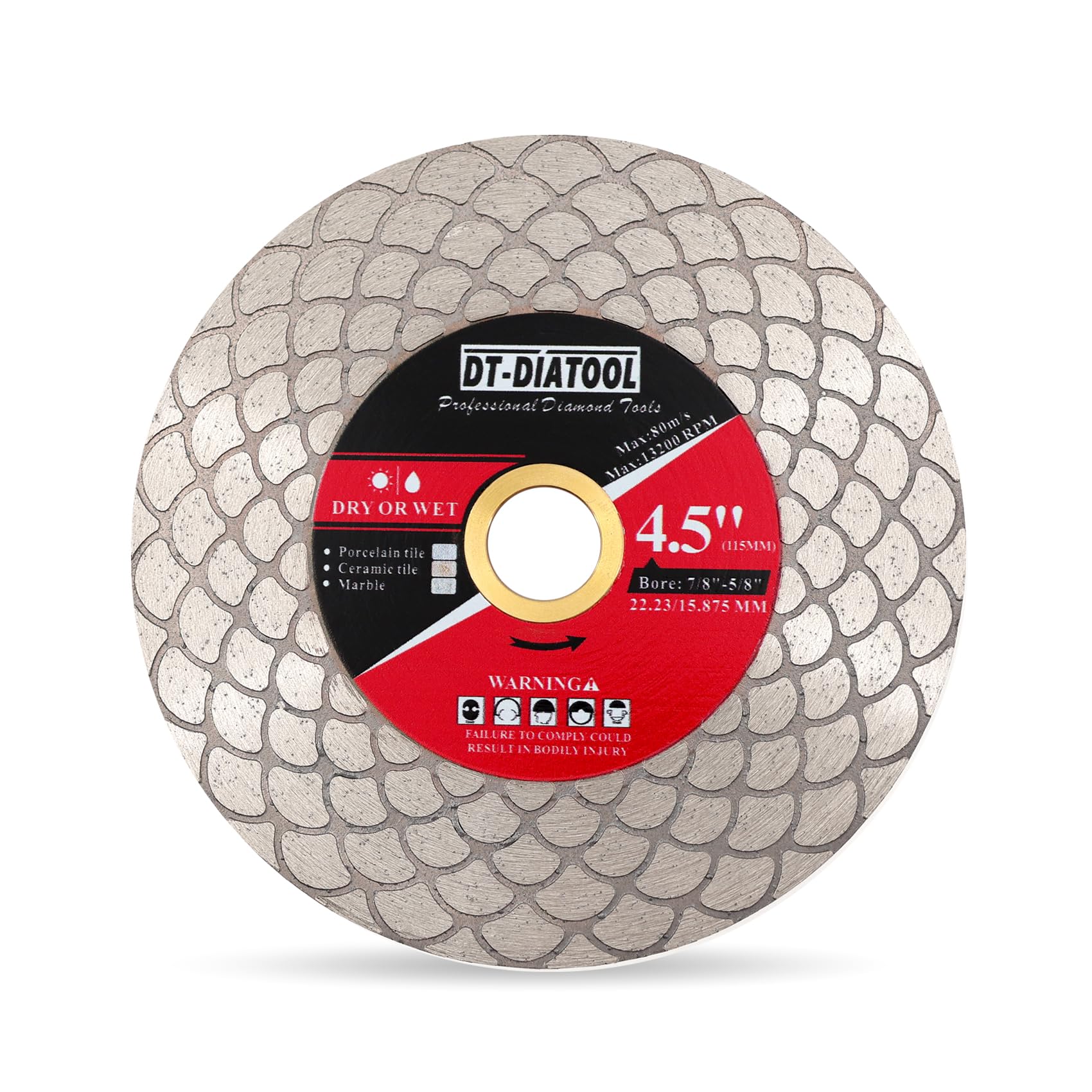 DT-DIATOOL Diamond Tile Disc 115mm - Diamond Double-sided Cutting Disc for Porcelain Ceramic Marble Edge Grinding with Fan-shaped Cutter Head