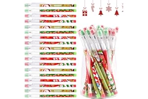 KOLEWO4EVER Christmas Pencils Translucent Pencil Multipoint Pencil Multicolor Non- Sharpening Stackable Pencils Pop Up Plastic Pencils Snowman, Santa and Elk Pencil Christmas Stationery Pencil，4 style (48)
