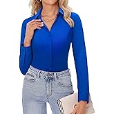 siliteelon Womens Stretch Button Down Shirts Slim fit Long Sleeve Dress Shirt Wrinkle Free Collared Business Casual Blouse