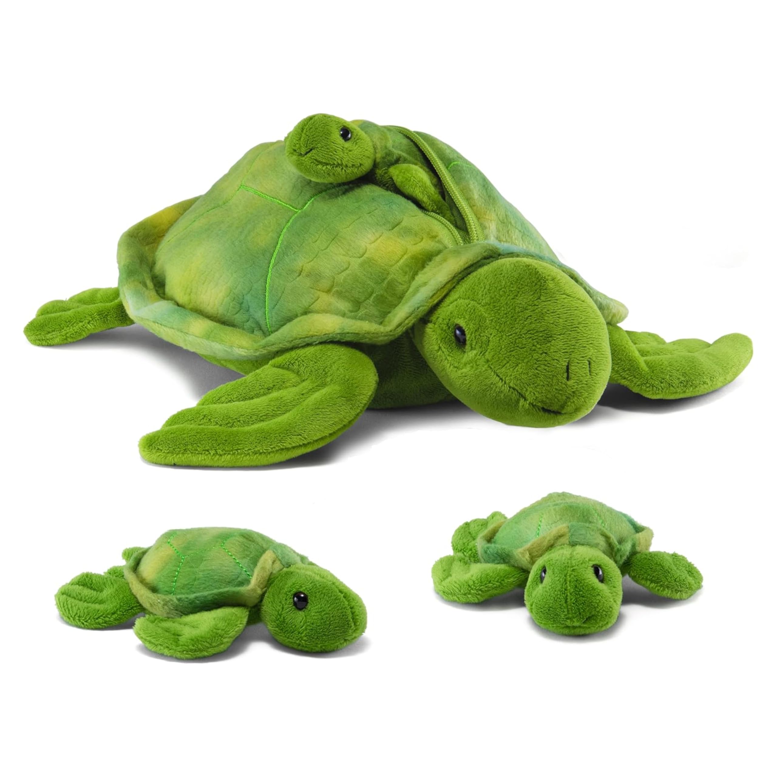 Prextex Plush Turtle Hooray: Adorable Stuffed Turtle Family with 3 Little Plush Baby Turtles - The Ultimate Plushings Collection Playset for Endless Fun! Perfect Stocking Fillers for Kids!