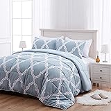 SEMECH King Size Comforter Set Blue Bedding Comforter Set for King Bed (106×92 Inch) with 2 Pillow Shams Arona Flower Fairy