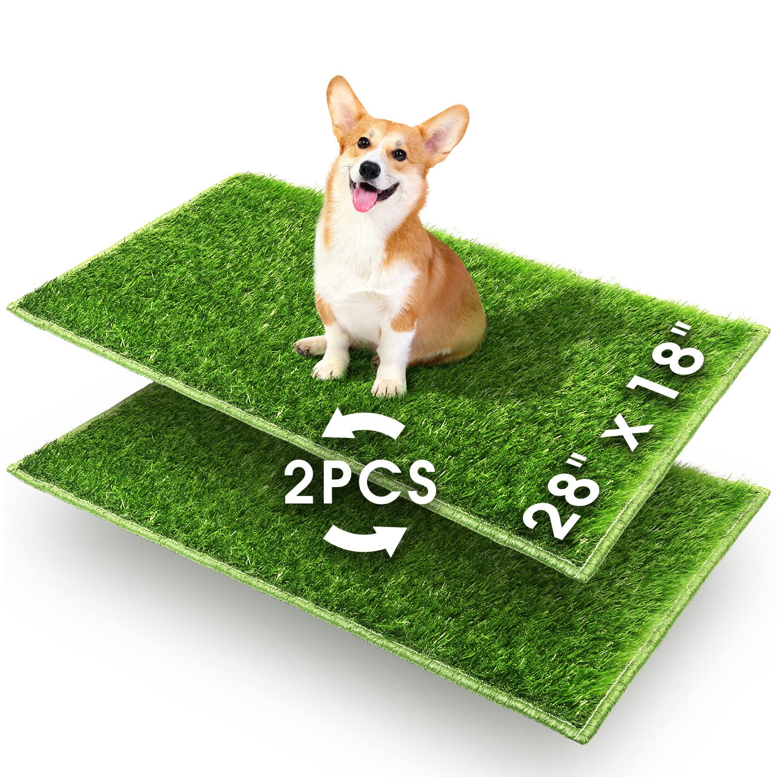Hompet Dog Grass Pee Pads, Dog Training Pad, Artificial Grass Turf, Puppy Potty Pad Training Pad, Replacement Grass for Indoor and Outdoor Use (2PCS-Replacement Grass)